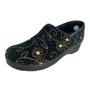 Sanita Tapestry Closed Back Clog in Black Yellow Gold